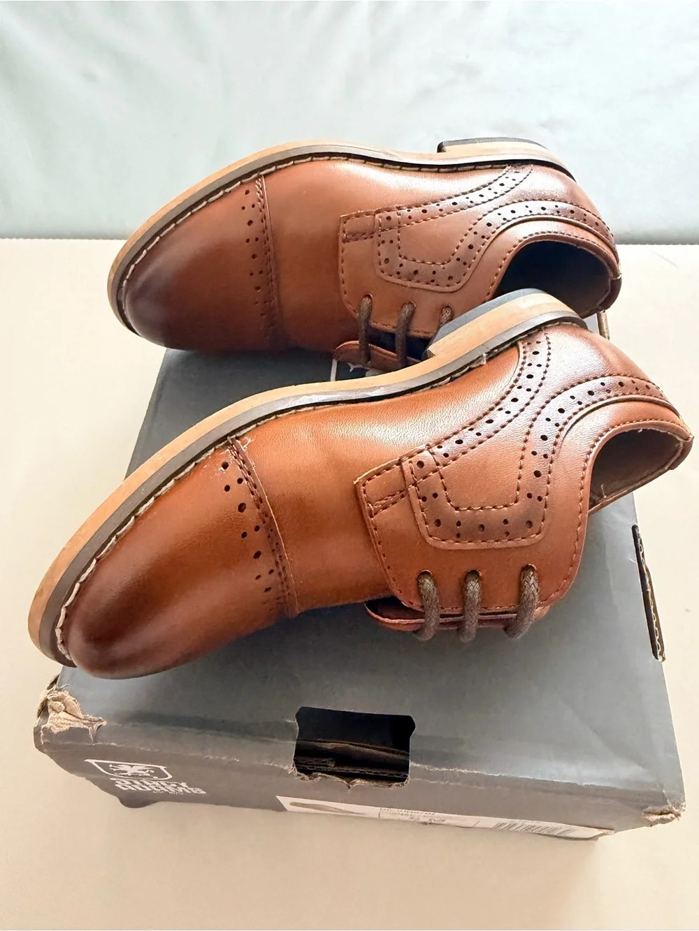 Stacy Adams Toddler Boy Brown Leather Wingtip Oxfords | Size 6